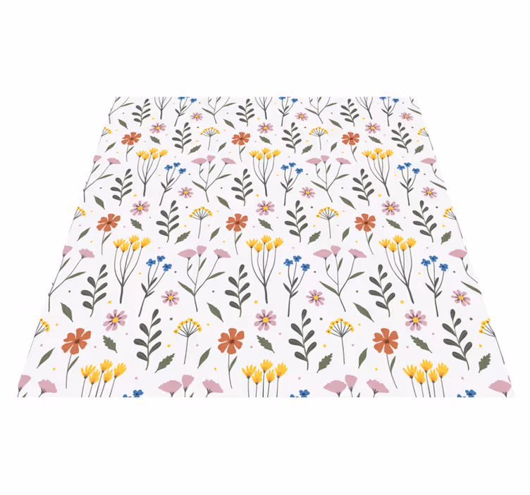 Alfombra vinílica dormitorio patrón flores multicolores - TenVinilo