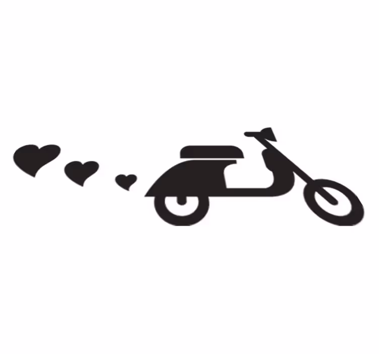 Alfombra vinílica dormitorio motocicletas y corazones - TenVinilo