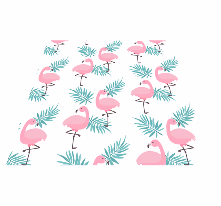 Alfombra vinílica dormitorio flamenco tropical diseño - TenVinilo