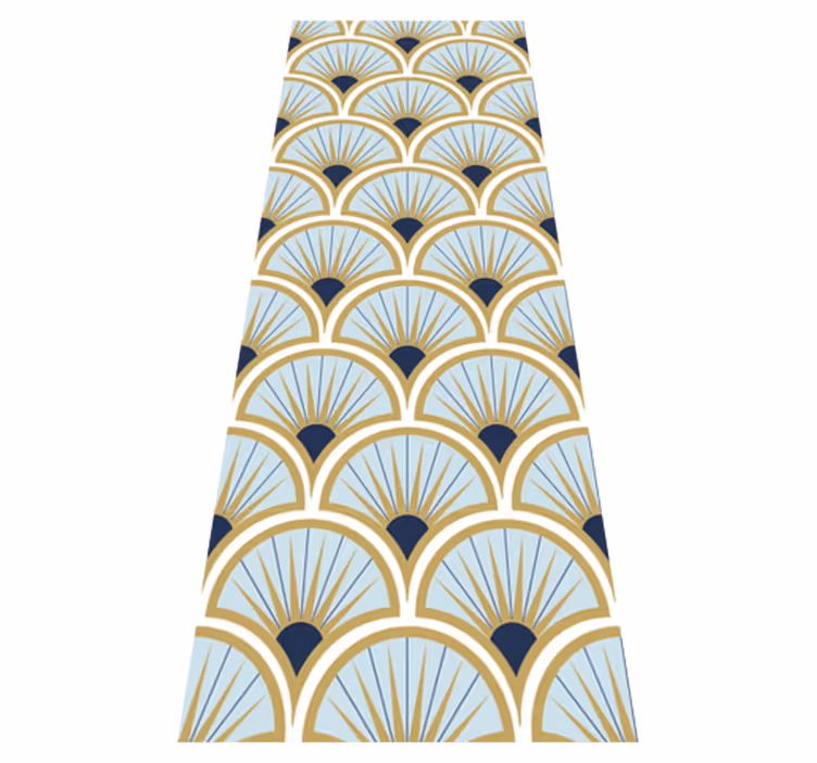 Alfombra vinílica baño tonos azules art deco - TenVinilo