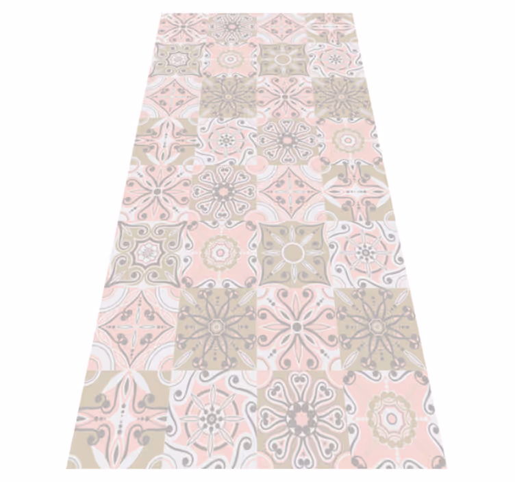 Alfombra vinílica baño azulejos rosa y gris - TenVinilo
