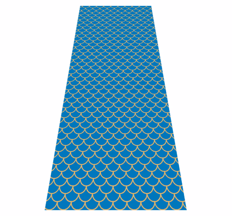 Alfombra vinílica baño diseño escamas de pez azul - TenVinilo