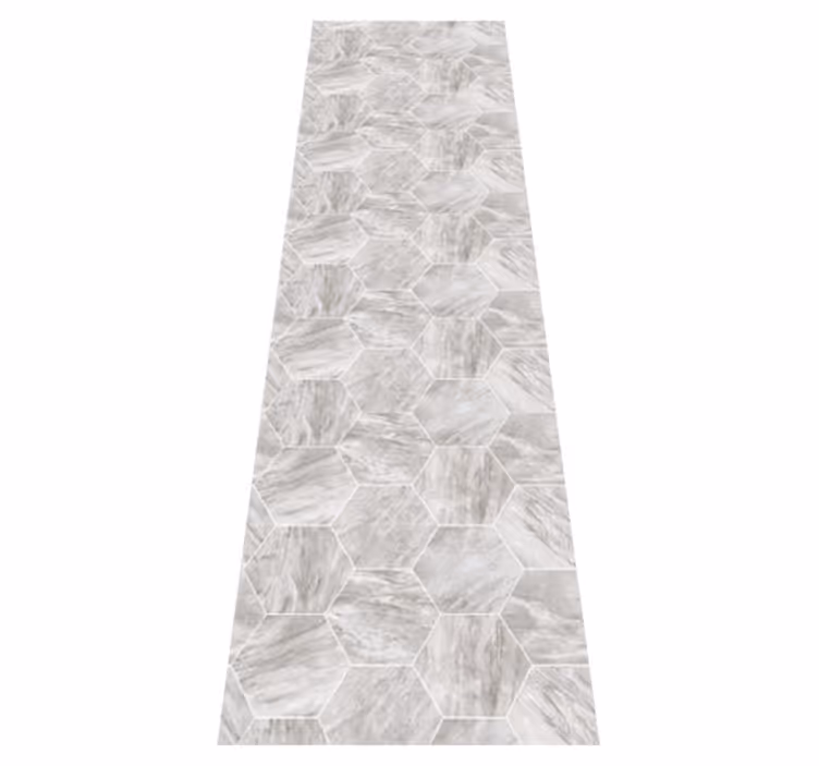Alfombra vinílica baño patrón hexagonal mármol dorado - TenVinilo