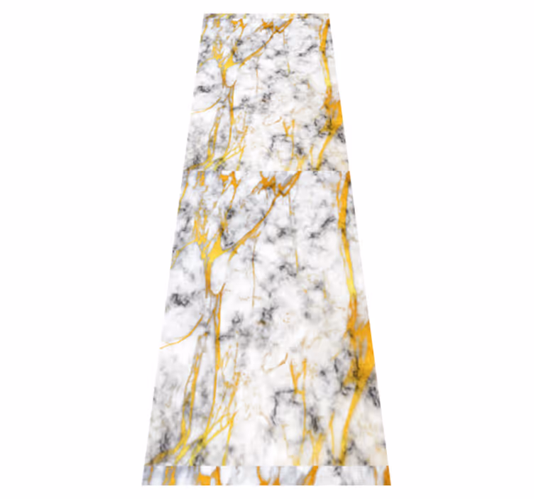 Alfombra vinílica baño mármol gris y dorado elegante - TenVinilo