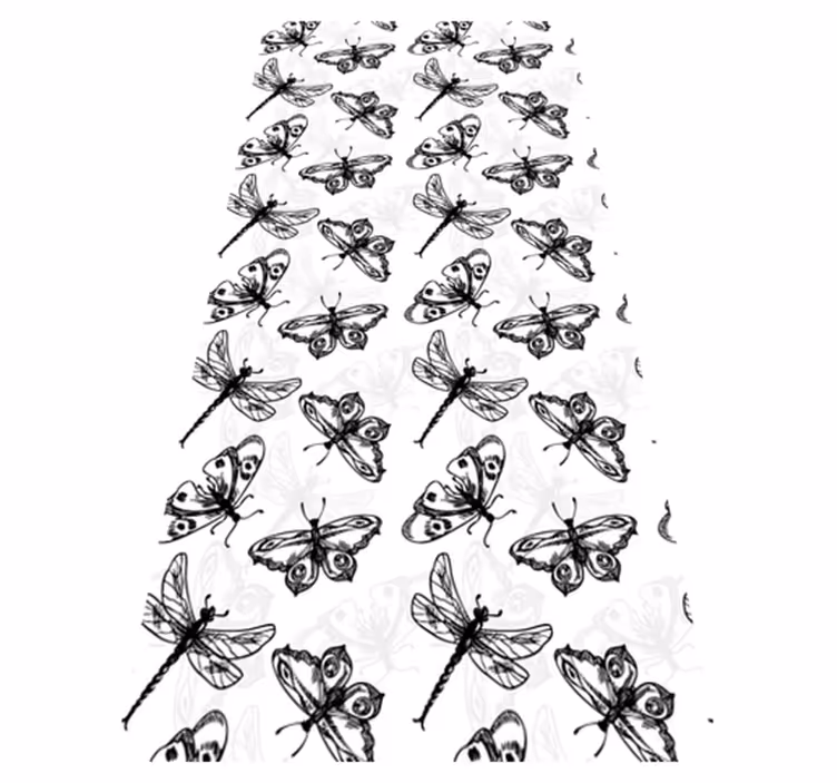 Alfombra vinílica baño diseño de libélulas y mariposas - TenVinilo