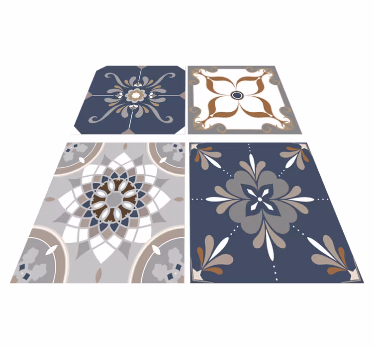 Alfombra vinílica baño flores clásicas - TenVinilo