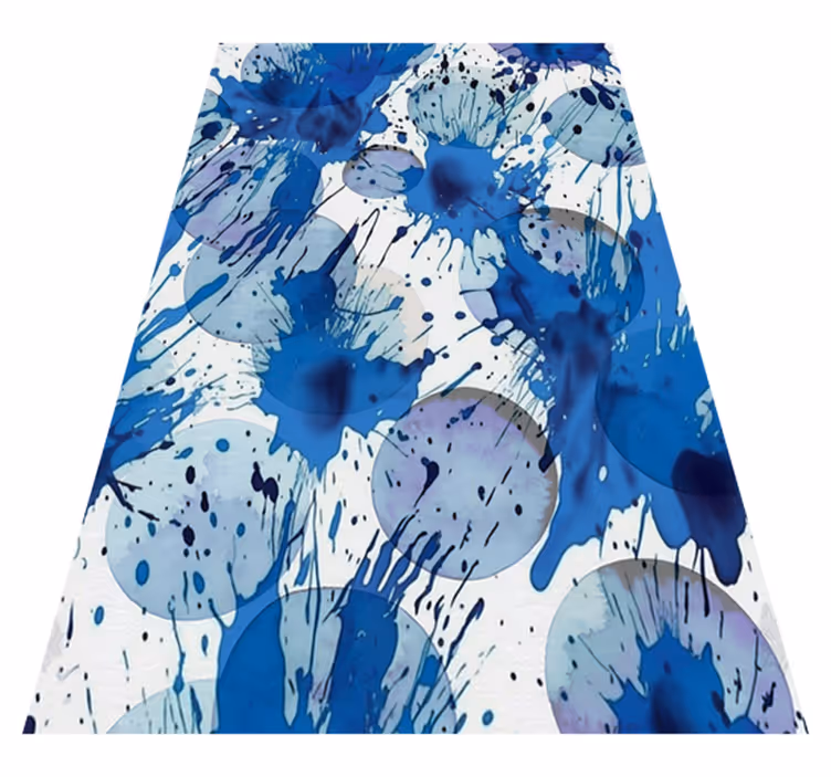 Alfombra vinílica baño círculos de tinta azul - TenVinilo