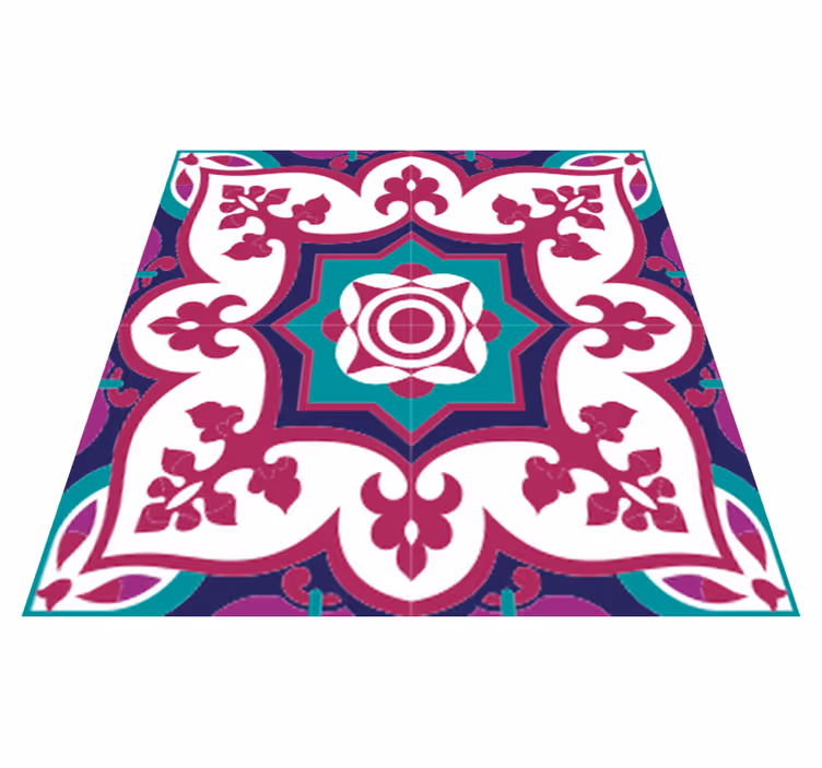 Alfombra vinílica baño diseño de azulejos marroquíes rosas - TenVinilo