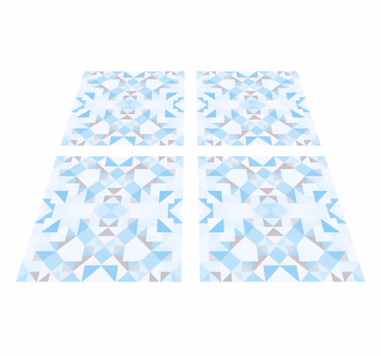 Alfombra vinílica baño adhesivo azulejos vintage gris azul - TenVinilo