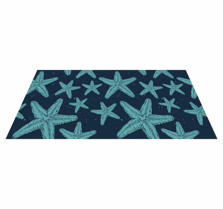 Alfombra vinílica baño estrellas de mar azul - TenVinilo