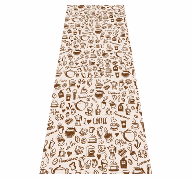 Alfombra de vinilo para cocina dibujos de café - TenVinilo