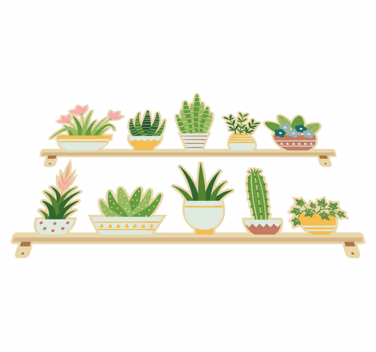 Alfombra de vinilo para cocina estante de cactus - TenVinilo