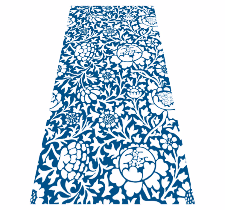 Alfombra de vinilo para cocina flora azul marino - TenVinilo