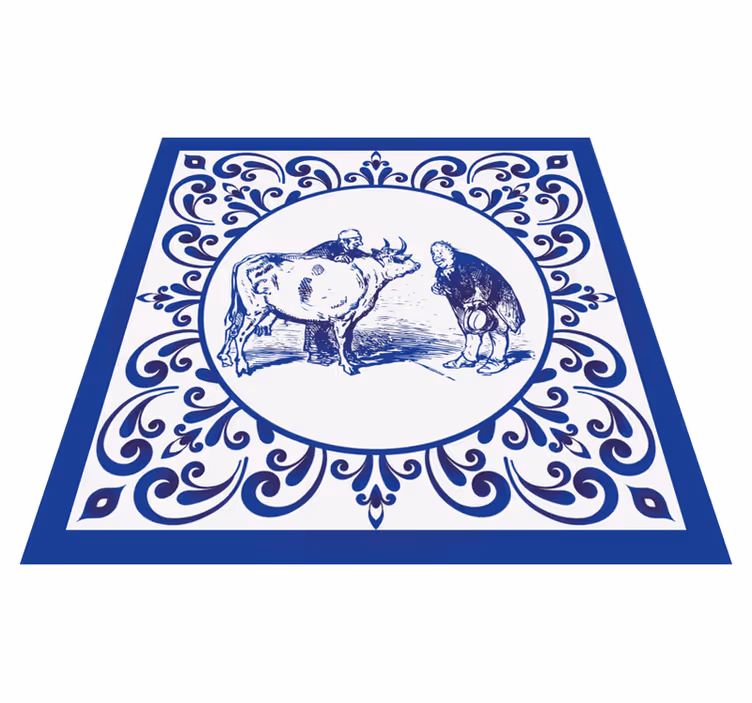 Alfombra de vinilo para cocina hombres y vaca - TenVinilo
