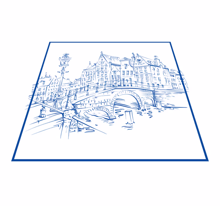 Alfombra de vinilo para cocina casas de canal azul delft - TenVinilo