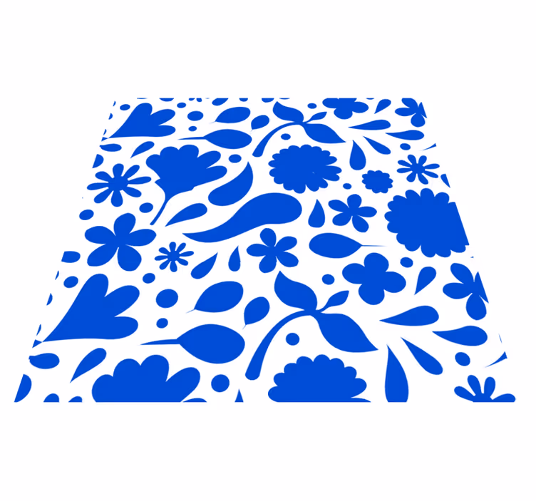 Alfombra de vinilo para cocina flores diversas azules - TenVinilo