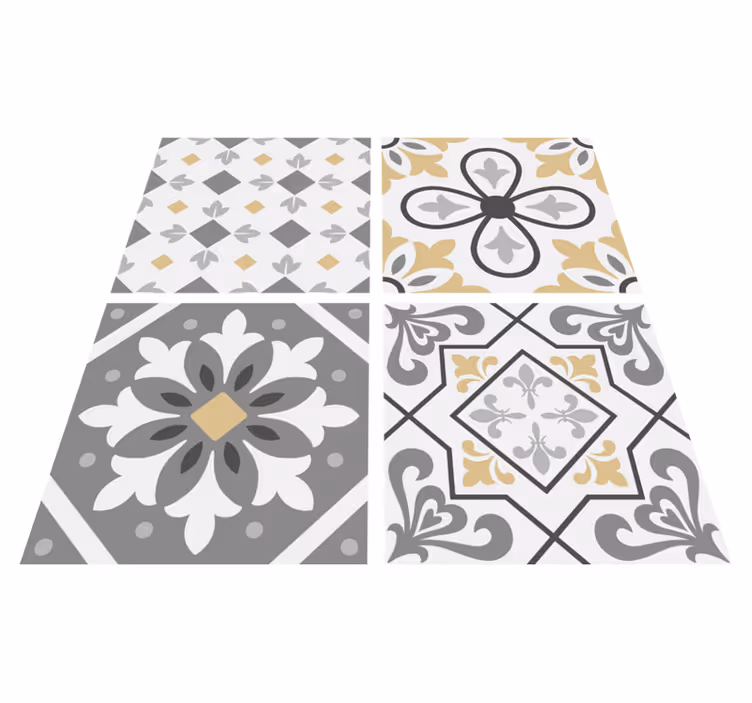Alfombra de vinilo para cocina azulejos de cemento - TenVinilo