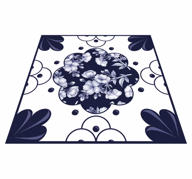 Alfombra de vinilo para cocina azulejos de flores - TenVinilo
