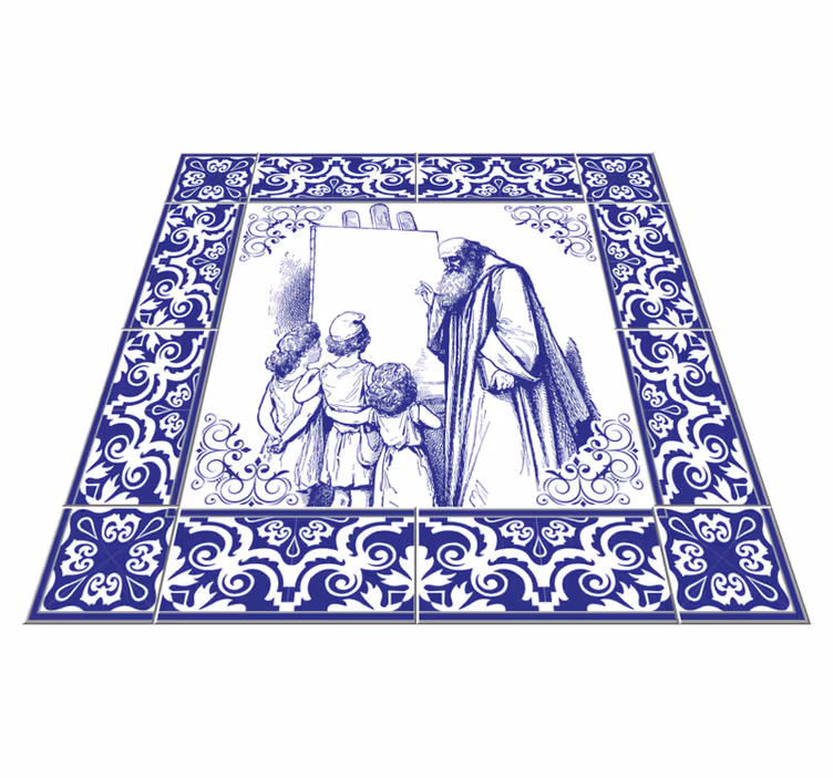 Alfombra de vinilo para cocina delfts azul maestro - TenVinilo