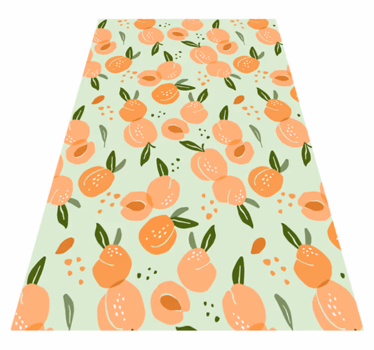 Alfombra de vinilo para cocina duraznos sobre fondo verde - TenVinilo