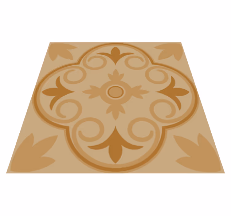 Alfombra de vinilo para cocina beige floral vintage - TenVinilo