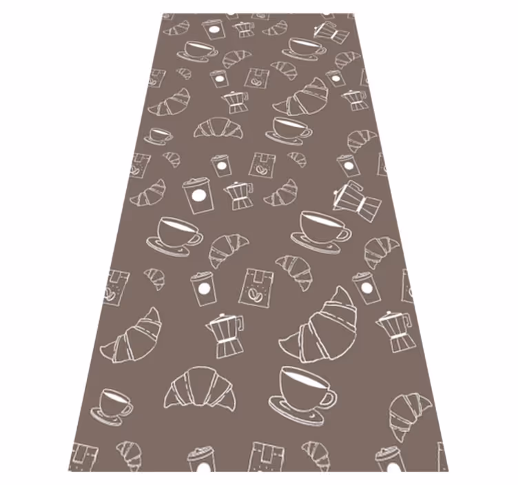 Alfombra de vinilo para cocina croissant café patrón - TenVinilo
