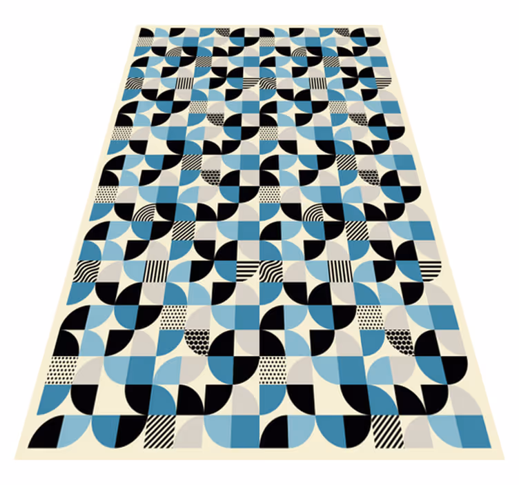 Alfombra de vinilo para cocina patrón bauhaus azul retro - TenVinilo