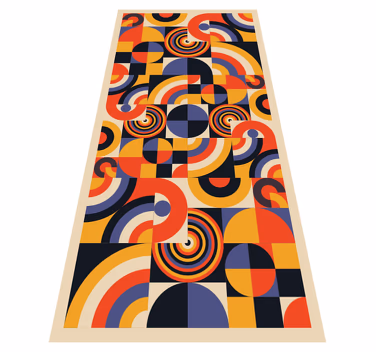 Alfombra de vinilo para cocina círculos bauhaus coloridos - TenVinilo