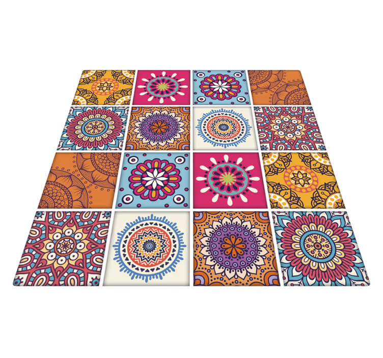 Alfombra de vinilo para cocina azulejos mandala - TenVinilo