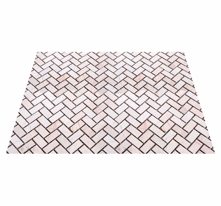Alfombra de vinilo para cocina azulejos de mármol en espiga - TenVinilo