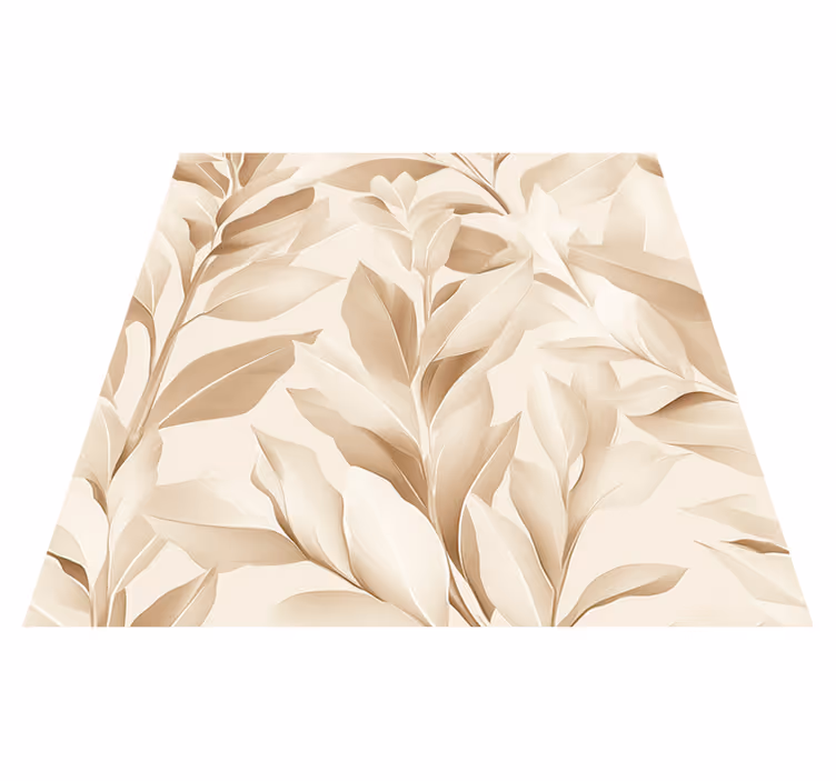 Alfombra de vinilo para cocina diseño de hojas beige - TenVinilo