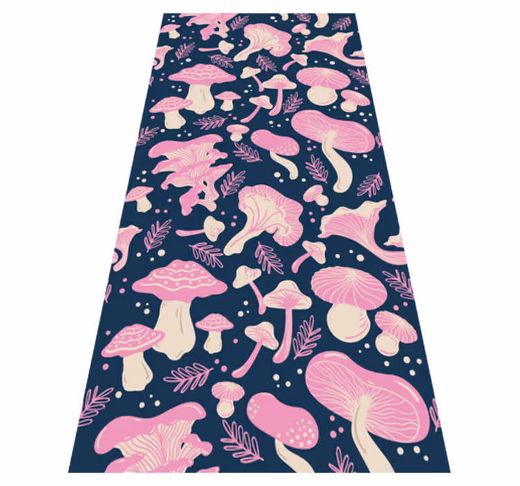 Alfombra de vinilo para cocina patrón de setas rosas - TenVinilo