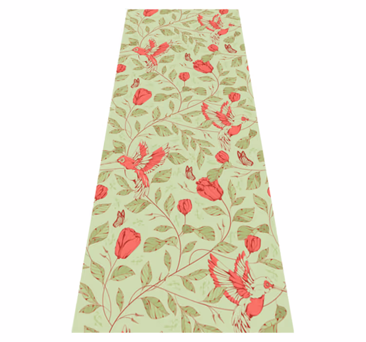 Alfombra vinílica dormitorio patrón de tulipanes rojos - TenVinilo