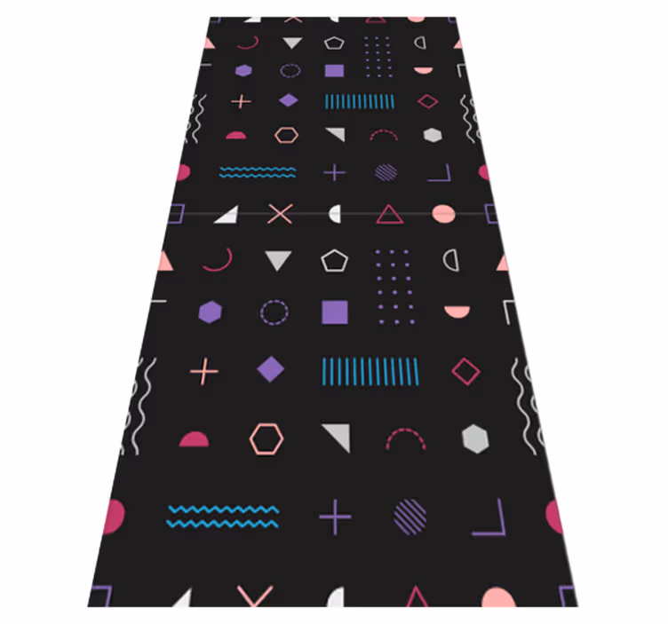 Alfombra vinílica dormitorio formas retro multicolores - TenVinilo