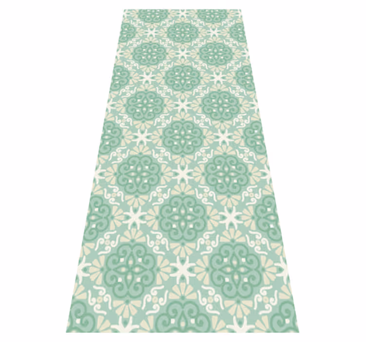 Alfombra vinílica dormitorio patrón floral verde nórdico - TenVinilo
