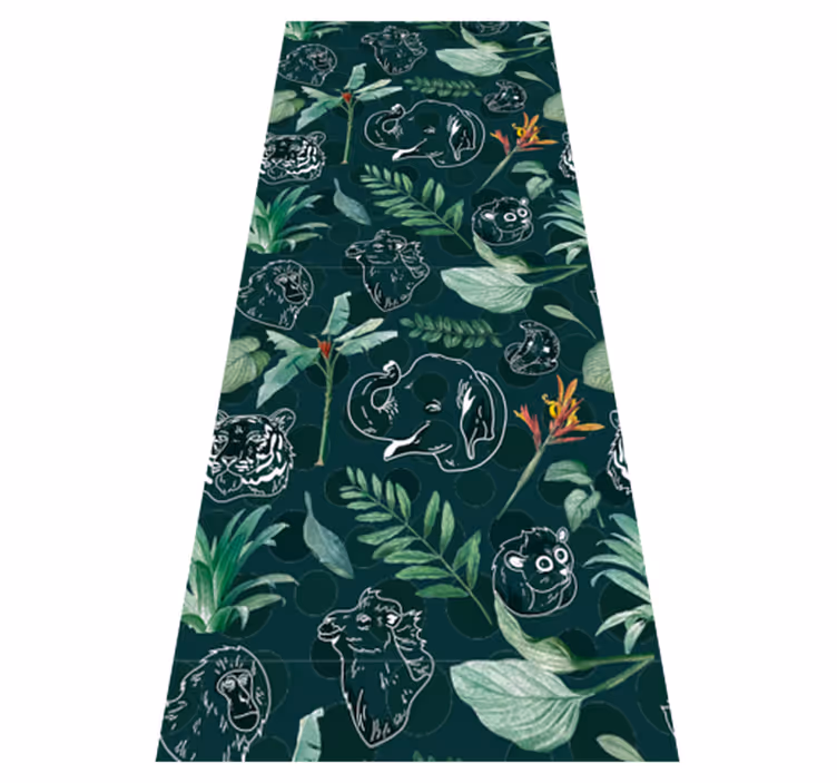 Alfombra vinílica dormitorio diseño de animales y árboles - TenVinilo