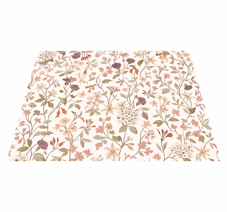 Alfombra vinílica dormitorio diseño flores rosas - TenVinilo