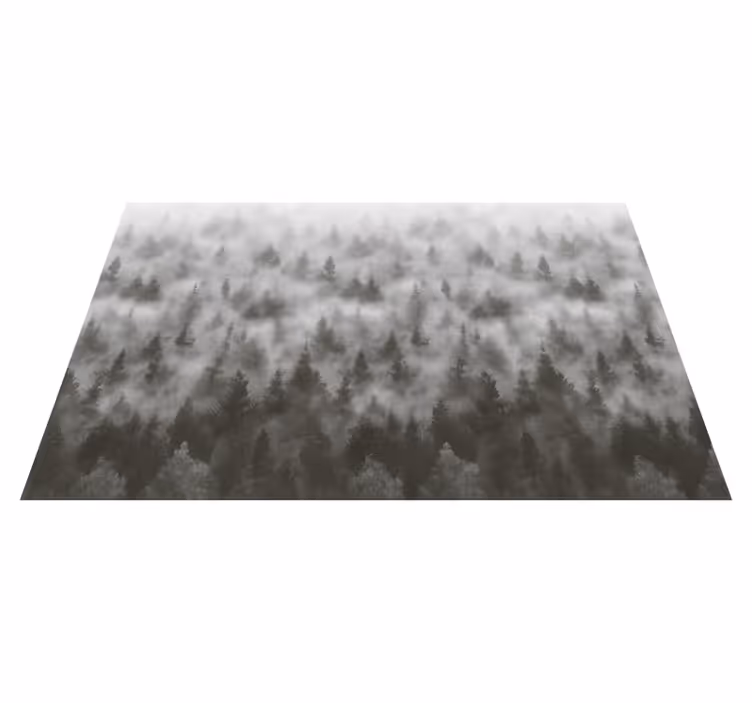 Alfombra vinílica dormitorio montaña mística en niebla - TenVinilo