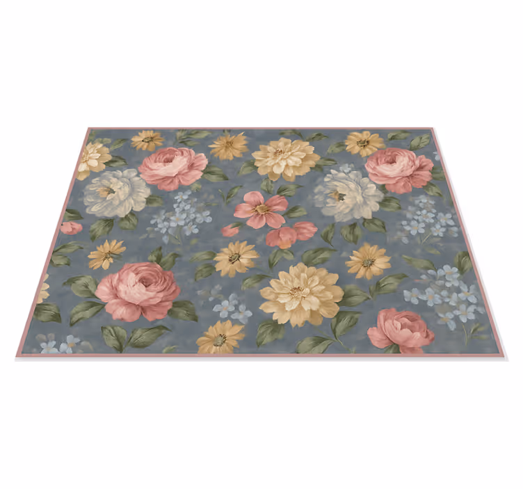 Alfombras vinílicas grandes efecto pintura floral - TenVinilo