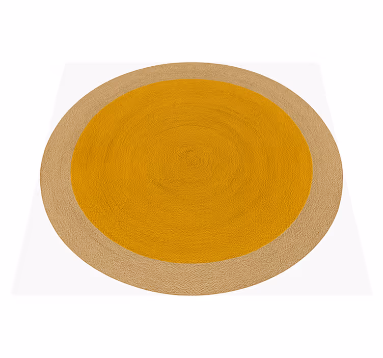 Alfombra redonda yute amarilla con beige - TenVinilo