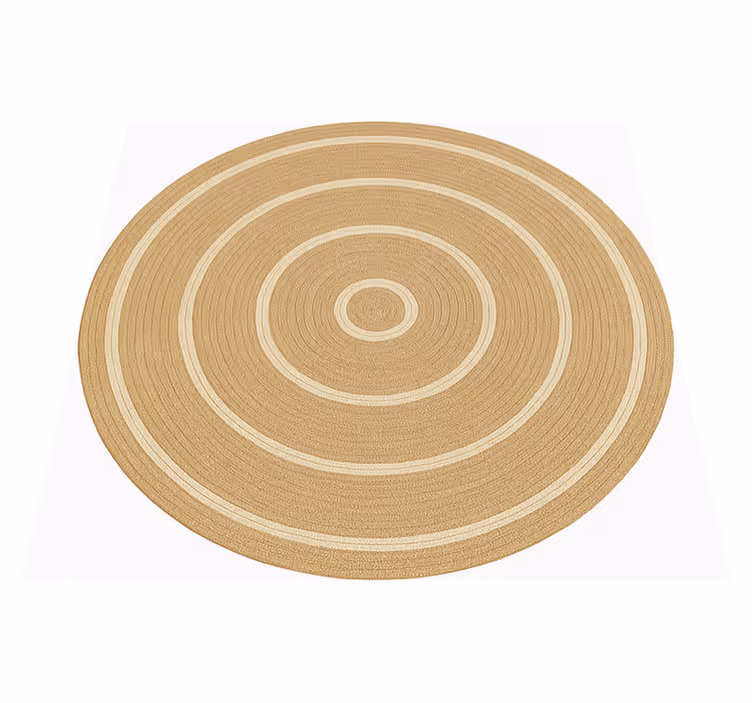 Alfombra redonda yute efecto beige y blanco - TenVinilo