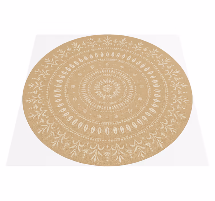 Alfombra redonda yute patrón mandala beige claro - TenVinilo