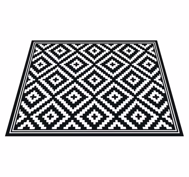 Alfombra exterior pvc abstracto en blanco y negro - TenVinilo