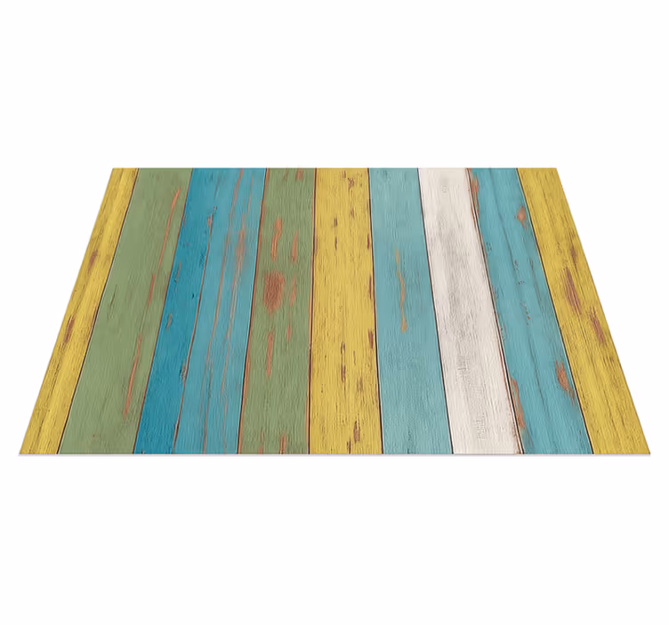 Alfombra exterior pvc efecto madera lavada colorida - TenVinilo
