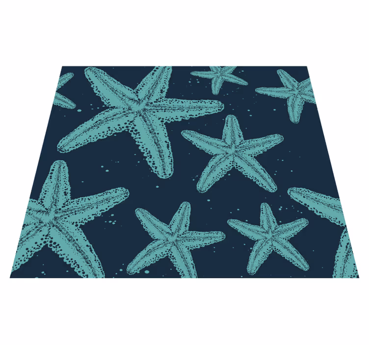 Alfombra vinílica dormitorio estrellas de mar tonos azules - TenVinilo