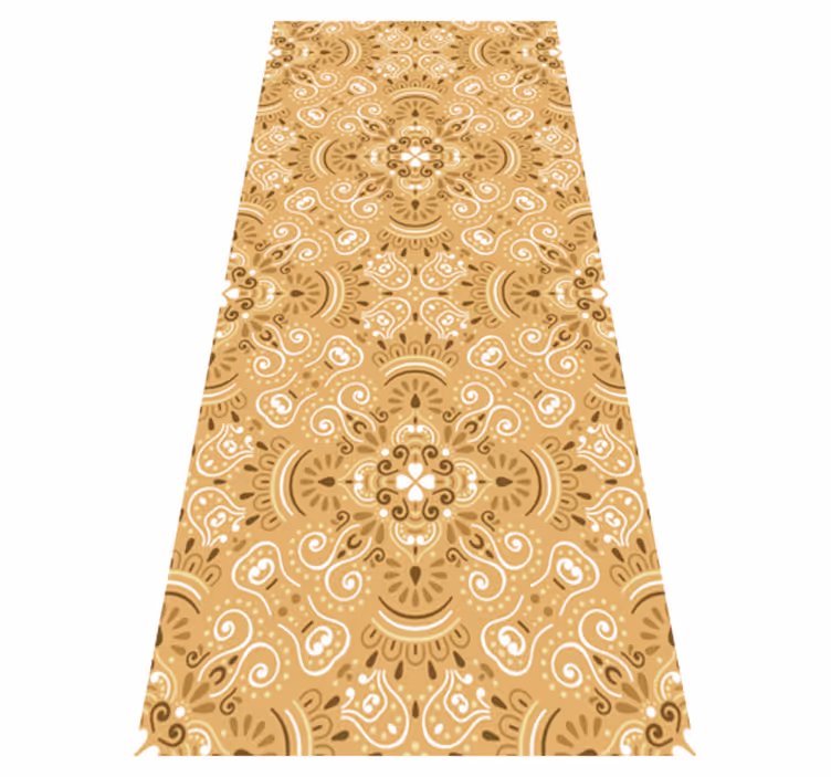 Alfombra vinílica dormitorio patrón ornamental vintage beige - TenVinilo