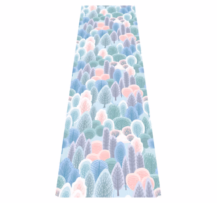 Alfombra vinílica dormitorio patrón bosque invernal pastel - TenVinilo
