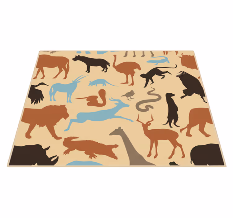 Alfombra vinílica dormitorio siluetas de animales safari - TenVinilo