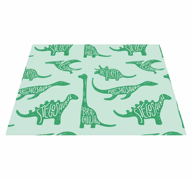 Alfombra vinílica dormitorio dinosaurios verdes con nombres - TenVinilo
