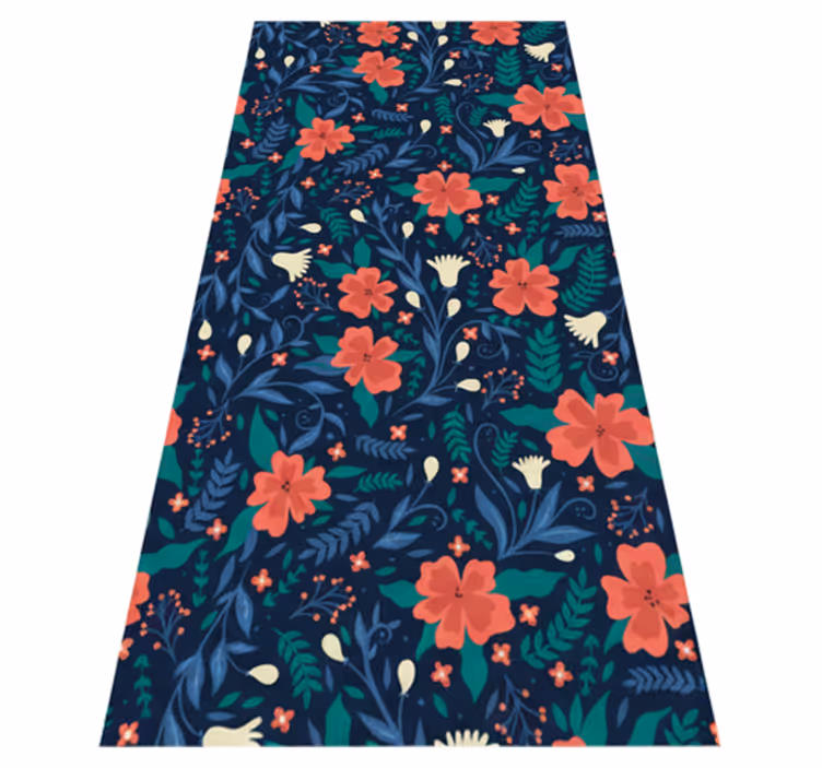 Alfombra vinílica dormitorio flores artísticas nórdicas - TenVinilo